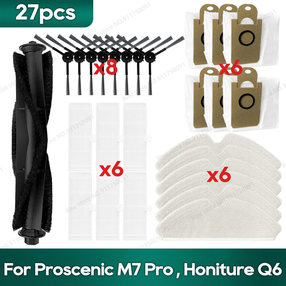Compatible For Lenovo t1s Pro Proscenic M7 Pro, Honiture Q6 Accessories Robot Vacuum Roller Brush Hepa Filter Rag Dust Bag Parts