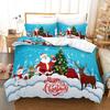 Christmas - Santa - Style Digital Printed Duvet Kit - Polyester - Bedroom Decor -1 Bed Cover +2 Pillowcases (no Pillow Core)