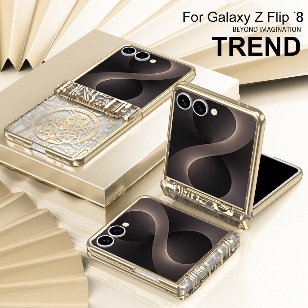 Механический Узор Шестеренок Покрытие Чехол Для Телефона Для Samsung Galaxy Z Flip 8 7 FE 6 5 4 Шарнир Полная Защита Ударопрочный Чехол