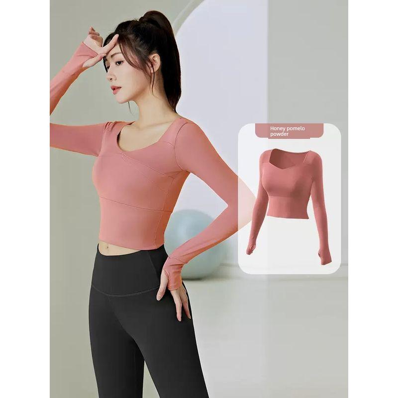Pilates Yoga Clothes for Women 2025 New Arrival Running with Chest Pad Professional Quick-Drying Sports Long-Sleeved Top Fitness Suit