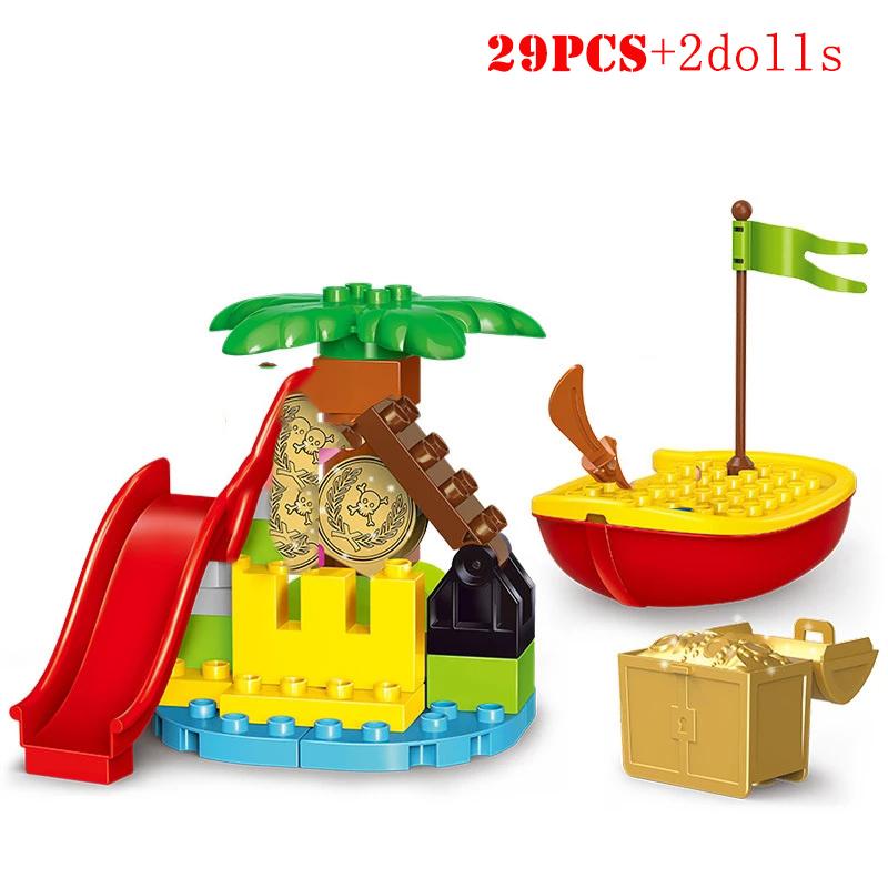 Пиратская война, большие частицы, строительные блоки, замок, лодка, просветляющие кирпичи, фигурки, развивающие игрушки для детей, подарки для детей