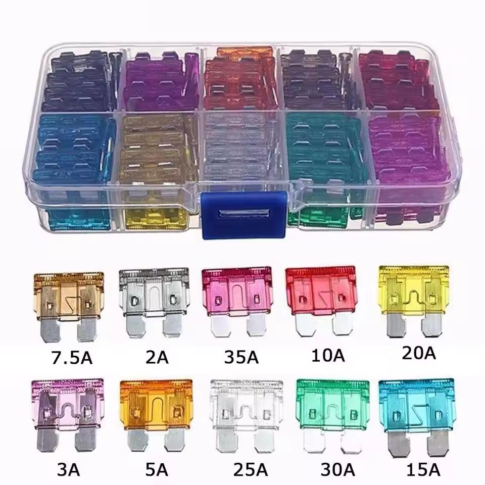 100pcs Automotive Fuses Fuses Automotive Fuses 2A/3A/5A/7.5A/10A/15A/20A/25A/30A/35A Amp Automotive Repair Tools