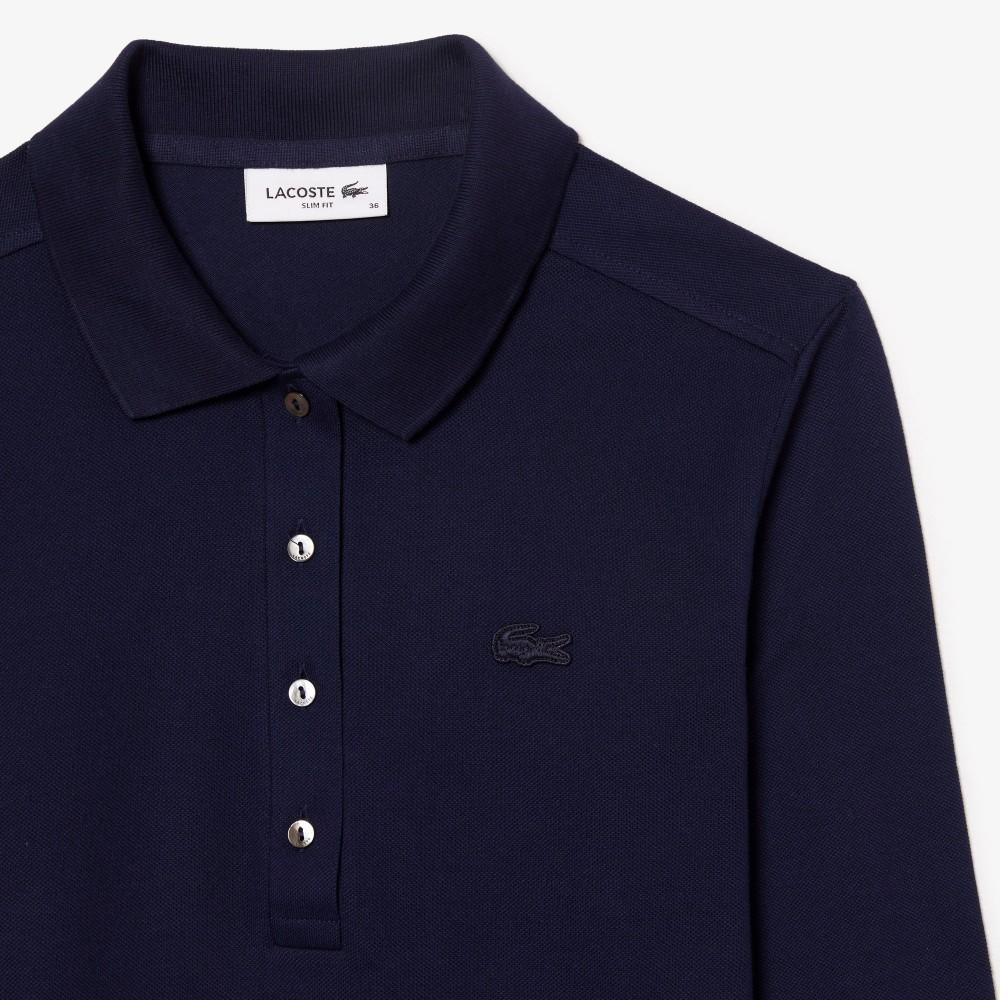 Lacoste Женская облегающая футболка-поло с длинным рукавом PF5464-55N166