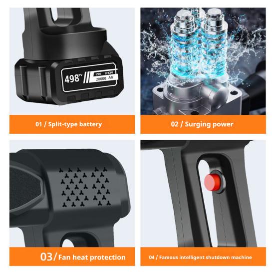 Портативная аккумуляторная мойка высокого давления 600 фунтов на квадратный дюйм, регулируемая, перезаряжаемая, мощная автомобильная мойка высокого давления с насадкой 6-в-1