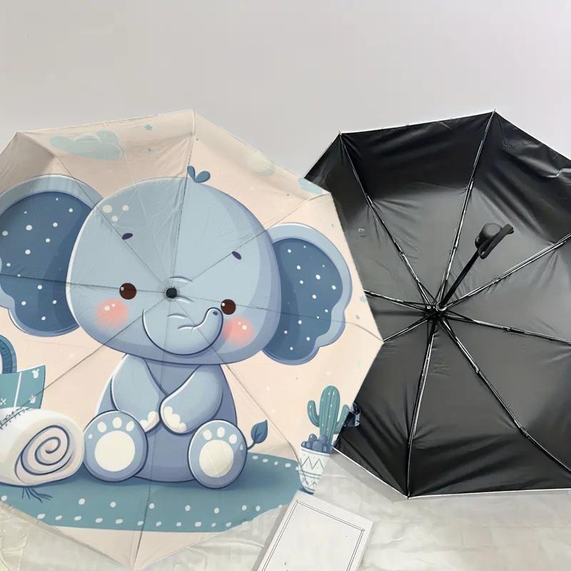 1pc Baby Elephant Nursery Decor Umbrella with Plastic Handle,Suitable for All Seasons Home Travel Outdoor UmbrellaDD373