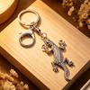 Брелок-подвеска Сверкающие стразы Форма геккона Сплав цинка Держатель для ключей с гальванической застежкой-карабином Аксессуар для рюкзака
