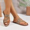 Fashion Roman Sandals Summer New Round Toe Cover Toe Suede Cover Toe Non-Slip Wear-Resistant Plus Size Flat Cool Mopping
