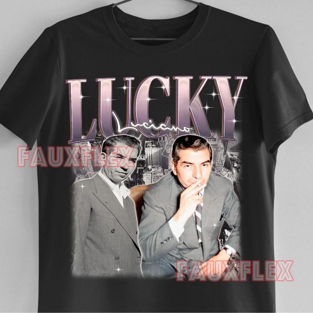 Lucky Luciano Vintage Retro T Shirt Casual Fan Streetwear Merch Vintage Washed Stretched Homme Breathable Comfortable