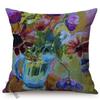 Multicolor Flowers Oil Painting Style Cotton Linen Pillow Case Rose Sunflower Violet Vase Sofa Decoration Cushion Cover Cojines
