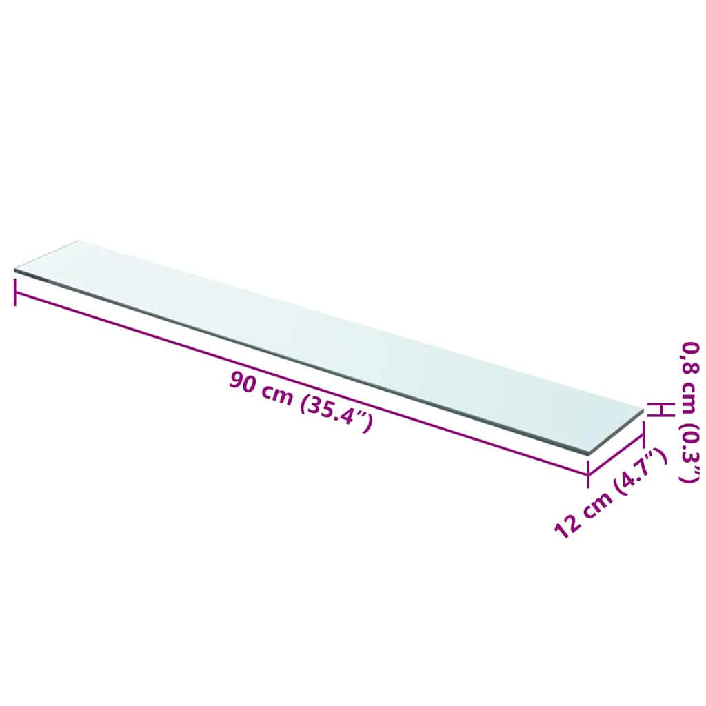 Glass Shelf Transparent 90 x 12 cm