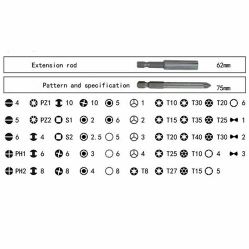50 шт., удлиненные безопасные сверла, портативные шестигранные плоские отвертки со звездой, набор бит с прочной коробкой