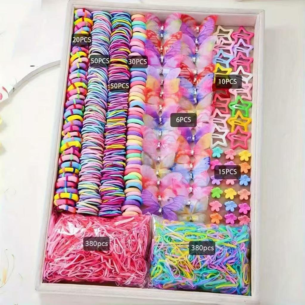 Princess Hair Accessories Set for Kids – Clips, Scrunchies & Claw Clips with Elastic Ties, Gift Box for Daily Wear