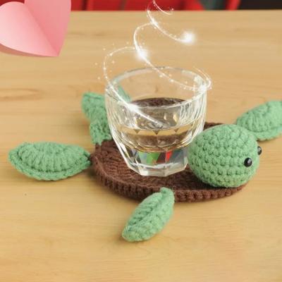 Подставка под стакан Yousheng Knitted Turtle Coaster, очаровательные вязаные крючком коврики для чашек, термостойкие впитывающие салфетки для стола, нескользящие подставки под стаканы в виде овцы для кухни и офиса