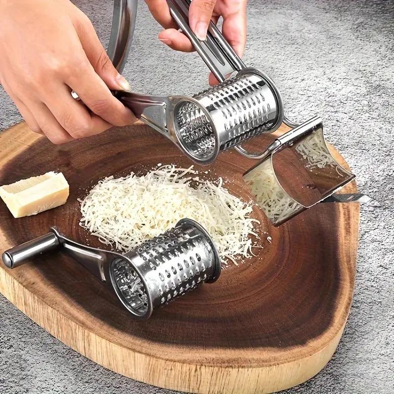 Stainless Steel Cheese Grater - Manual Rotary Cheese Shredder, Multifunctional Kitchen Gadget for Home & Restaurant Use