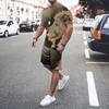 Men's T-Shirt Suits Animal O-Neck Short Sleeves Set Lion Print 2023 Summer New Fashion Streetwear Casual Outdoor Daily Tops