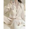 Autumn Winter Ice Silk Soft Sets for Women Lapel Cardigan Outfits for Women 2 Piece Set Sweet Solid Color Pajama Suit Women