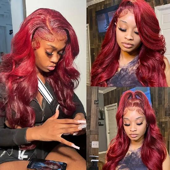 Women Long Curly Wig Middle Part Natural Looking Silky Heat Resistant High Temperature Fiber Ladies Gradient Color Front Lace Synthetic Hair