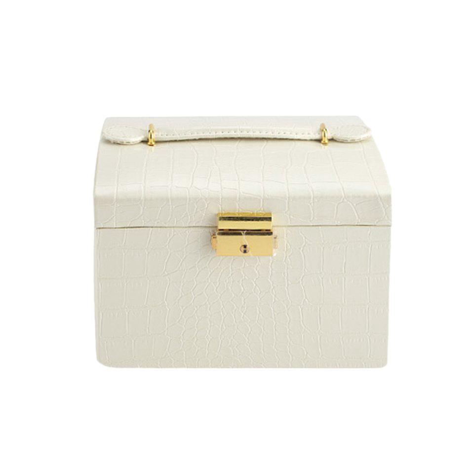 Органайзер для хранения ювелирных изделий из ПУ Трехслойная коробка с двумя ящиками