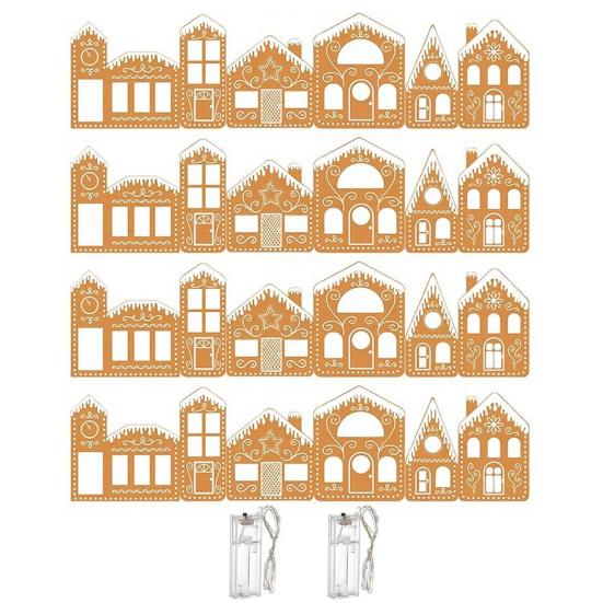 DIY Foldable Christmas Gingerbread House Cardboard Kit with LED Light Make A Gingerbread House Craft Kit for Home Cabinet Christmas Party Decoration