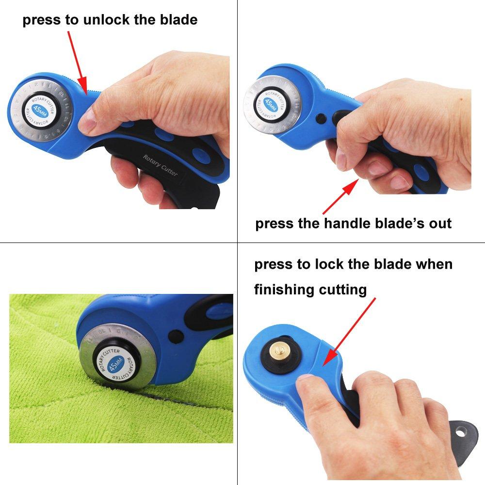 Rotary CESFONJER Fabric Cutter Blade with 4 x 45mm Refill Cardboard Craft Knife Ideal for Quilting Fabric and Art Crafts Cutter, Blades, Cutter,