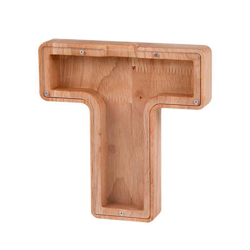 Деревянная мультяшная копилка с алфавитом - Прозрачная коробка для монет, украшение, подарок