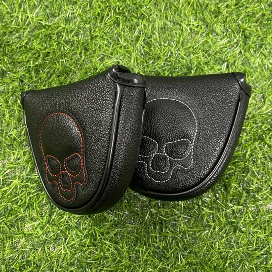 Чехол для гольф-паттера типа «молоток» с магнитной застежкой, из искусственной кожи, с рисунком черепа, для вудов, драйвера, фейрвея, гибрида