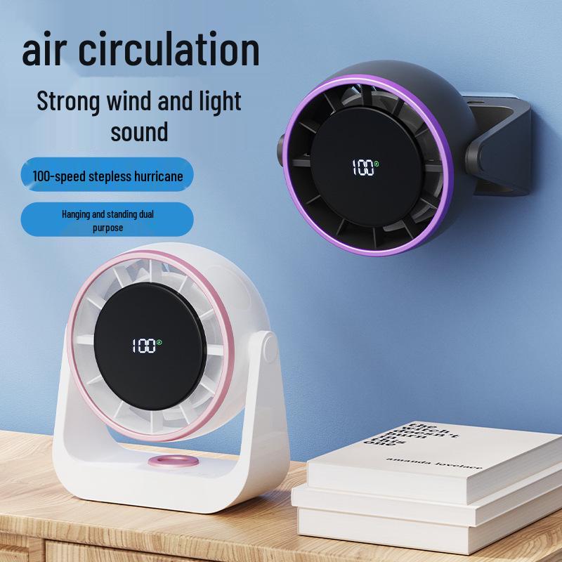 Rechargeable Wall-Mounted LED Fan for Dorm, Office, and Home