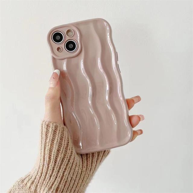 Корейский эстетический глянцевый чехол для телефона с рябью и лазером для Iphone 14 13 12 11 Pro Max, милый однотонный волнистый противоударный мягкий чехол на заднюю панель Funda