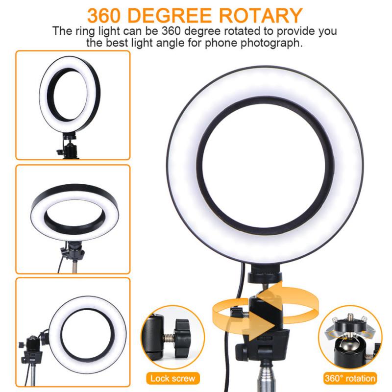 1Pc Gift Women Led Light Ring 6Inch Aluminum Pc For Selfie Take Photo Fill Light
