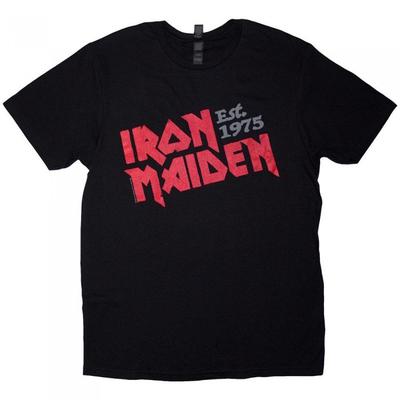 Iron Maiden Унисекс для взрослых (оценка). Футболка с наклонным логотипом 1975