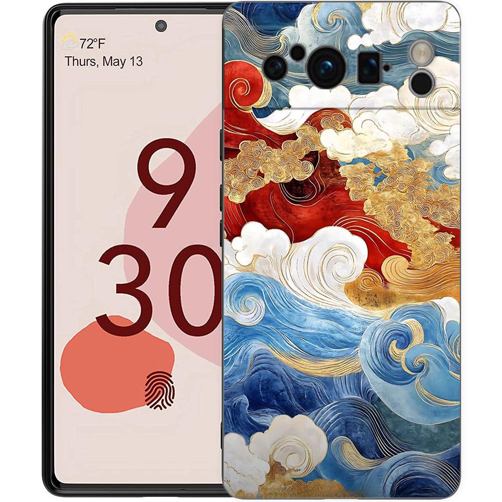 Japanese Style Art Japan Phone Case For Google Pixel 10 9 8 7 Pro 9A 8A 7A 6A 6 Pro XL Soft TPU Bumper Black Cover