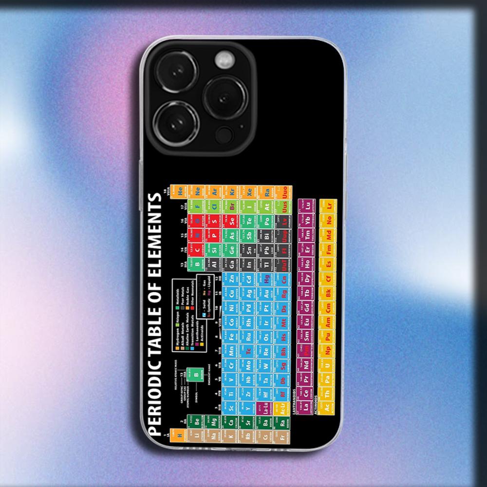 Periodic Table Of Elements Phone Case For iPhone 16,15,14,13,12,11 Plus,Pro,Max,XR,XS,X,Plus,SE,Mini Transparent Soft Cover