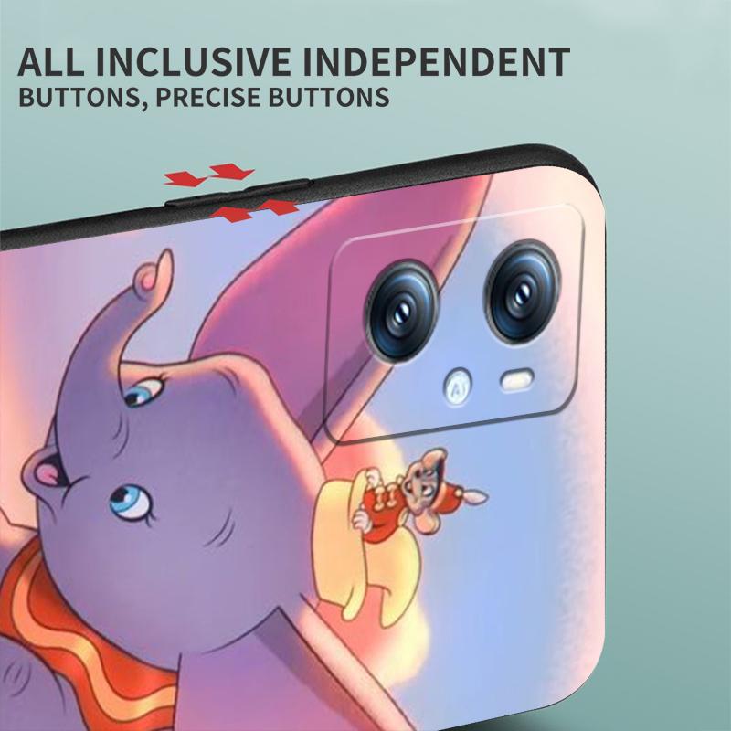 Милый мультфильм Дамбо для OPPO Find X6 X5 X3 A54S A5 A94 A16 A53S A57 A74 A72 A98 A78 A96 A9 5G черный мягкий чехол для телефона