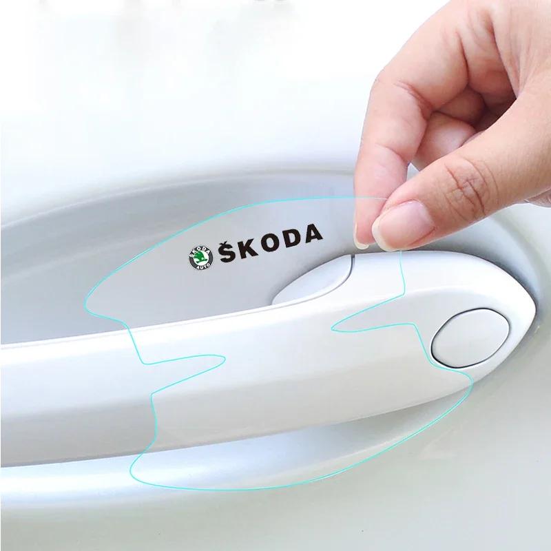 for Skoda Car Exterior Accessories Door Protective Sticker Badge Octavia 2 A7 Tour RS Fabia 2 1 Rapid Kodiaq Superb Kamiq Yeti dnhr35