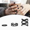 3pcs /Set Punk Multilayer Hollow Cross Midi Finger Tip Rings Female Black Stack Plain Above Knuckle Ring Set For Women Gift