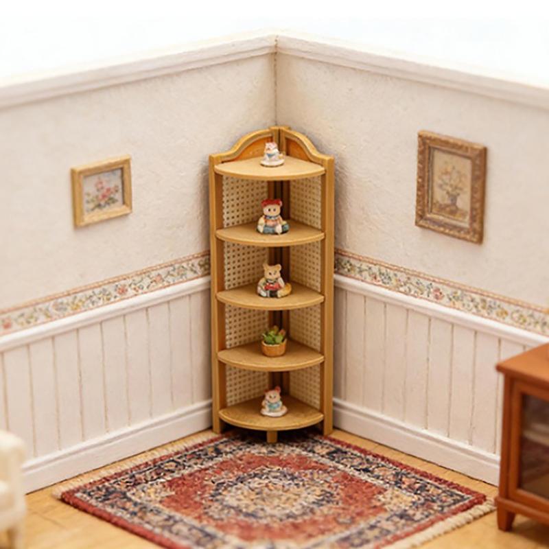 1:Мини угловая полка-витрина для кукольного домика, модель ретро-мебели, декор для мини-сцены, игрушка, масштаб 1:12