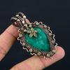 Lab-Created Emerald Gemstone Copper Wire Wrap Handmade Pendant Jewelry For Wedding Gift