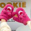 Cartoon Fleece Thickened Cold-proof and Warm Three-dimensional Ears Strawberry Bear Gloves Student Plush Riding Neck Gloves