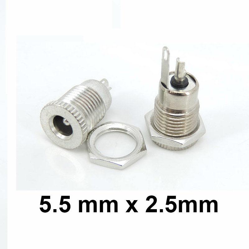 DC099 DC Power Jack Socket Female Panel Mount Connector Metal 5.5 mm x 2.1mm DC-099 Open Hole 11MM 5.5*2.1 5.5*2.5