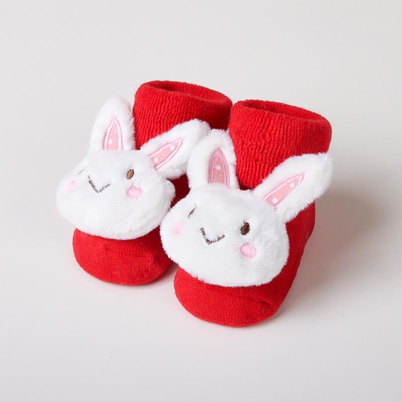 Зимние красные махровые носки средней длины для новорожденных