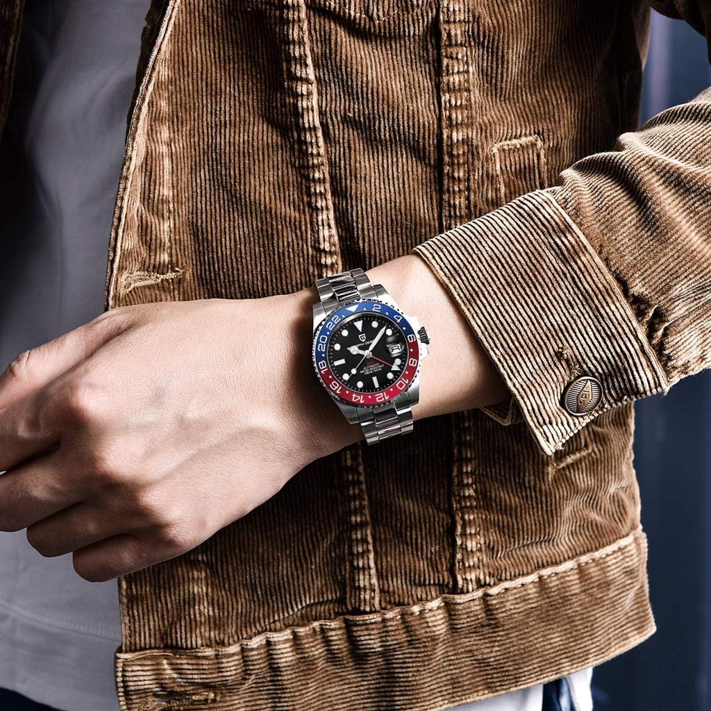 Часы PAGANI DESIGN GMT с автоподзаводом, сделано в Японии, механизм для дайвинга, механический, корпус в комплекте, водонепроницаемый керамический безель, деловой, деловой, деловой, деловой костюм