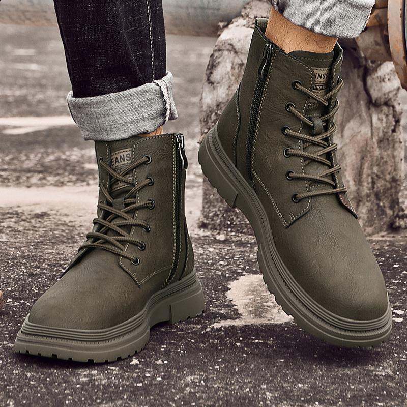 Мода 2024 года, новые мужские ботинки для работы на открытом воздухе, походов и альпинизма, нескользящие, прочные, плюшевые, теплые и удобные ботинки с круглым носком