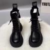 Черные высокие британские ботинки Мартина для женщин, новинка осени и зимы 2025 года, на толстой подошве, с задней молнией, утолщенные короткие ботинки с высокой сочетаемостью