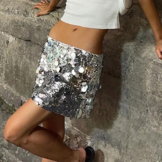 Женская юбка с пайетками, облегающая юбка с высокой талией, мягкая светоотражающая ультра короткая юбка выше колена, прочная строчка, сексуальная одежда для взрослых