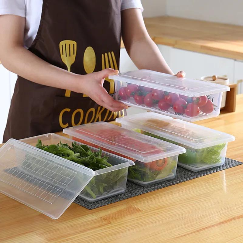 Refrigerator Storage Box With Lid Transparent Preservation Box For Fruits And Vegetables Kitchen Classification Food Sorting Plastic Box Reusable