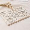 28 PCS Alloy Stackable Ring Set Shiny Rhinestone Heart Star Design Trendy Jewelry for Women Daily Wear Party Gift