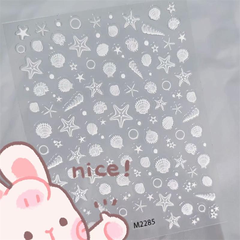1 лист наклейки для ногтей «Океанская ракушка, медуза», красочная ракушка, раковина, морская звезда, самоклеящаяся наклейка для ногтей, русалка, аврора, пляжная ракушка, слайдер