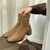 In Autumn and Winter Footwear Women's Boots with Large Size Comfortable Thick Bottom Square Head and Thick Heels