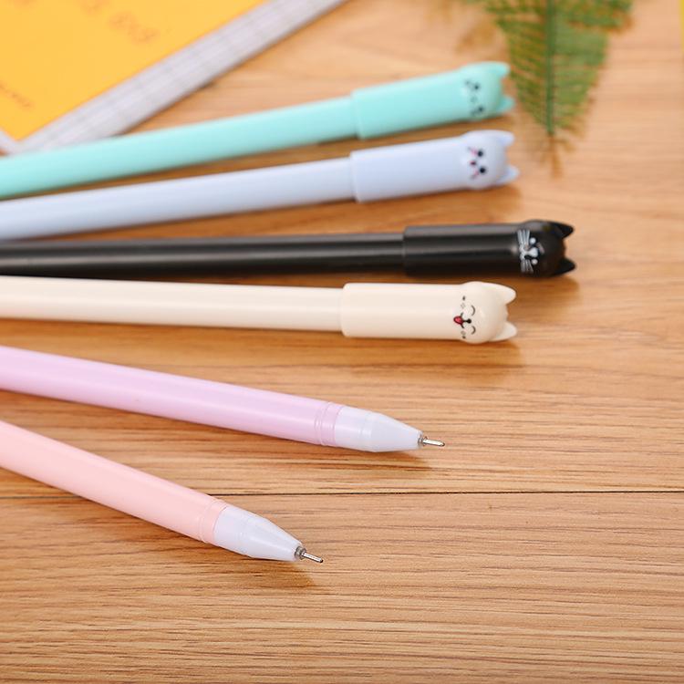 1/3/6 PCS Creative Stationery Pen Cute Cartoon Cat Pen Cap Office Neutral Pen Signature Pen