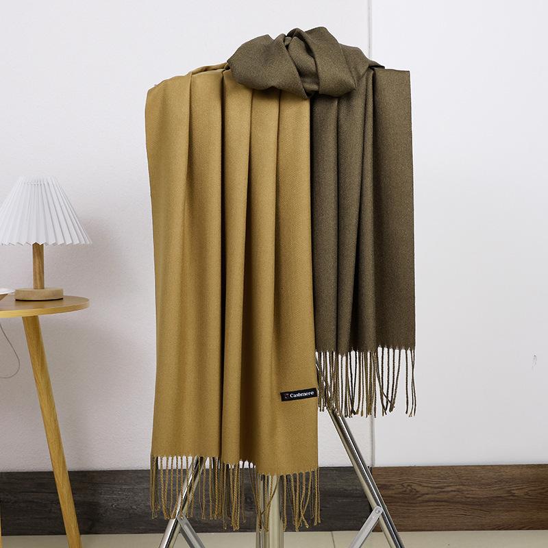 Women'S Thick Warm Solid Color Scarf Autumn And Winter New Style Cashmere Scarf Versatile Wool Scarf